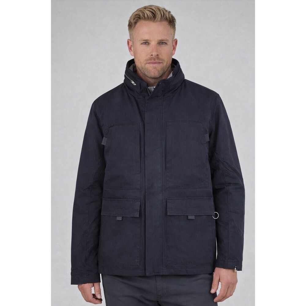 Indigo Star Men's Nylon Field Button Up Jacket with packable hood small CR70 NWT